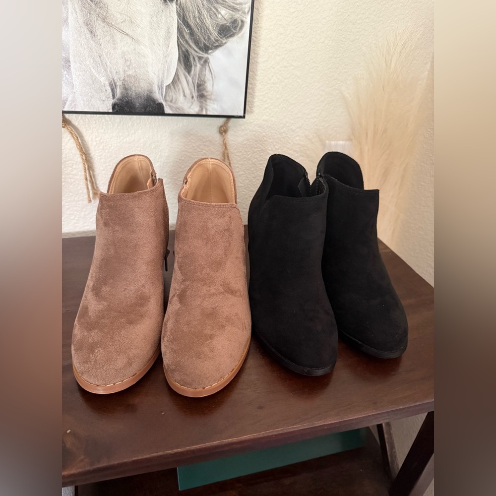 Stylish Suede Ankle Booties in Brown and Black